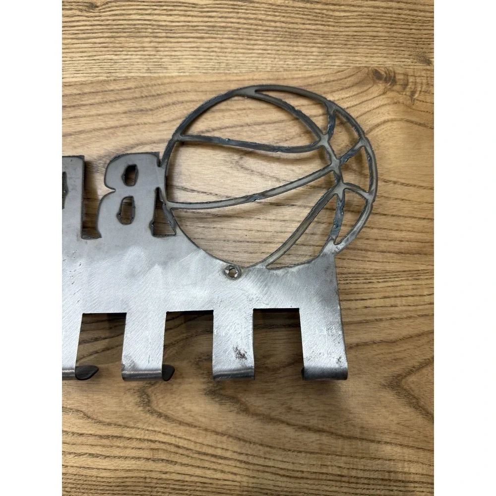 Metal Basketball 11 Hook Coat Hat Wall Hanging Rack Holder Display Trophy Awards